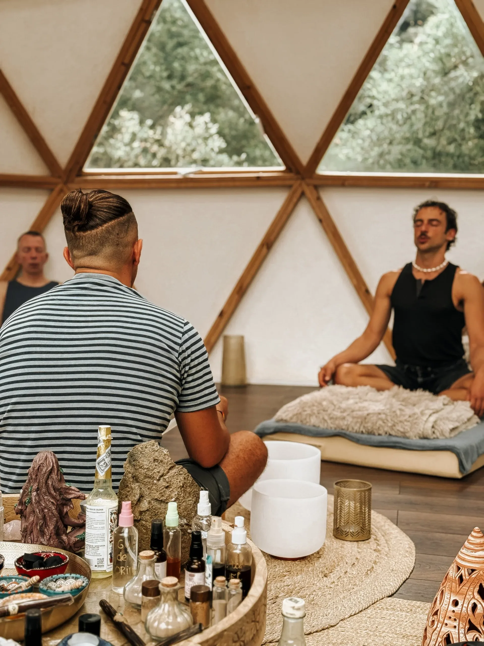 Private retreat ceremony inside a teepee